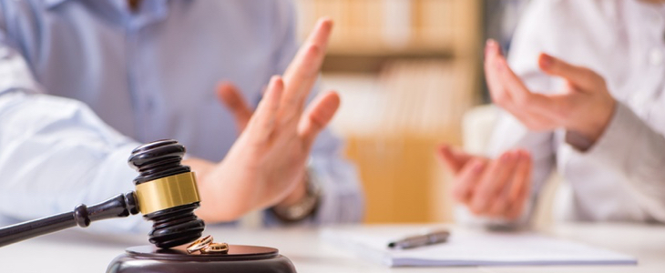 Couple meeting to discuss details of parenting plan with attorney