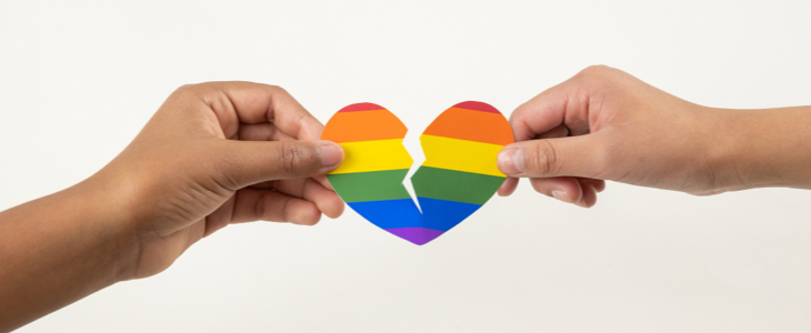 Broken pride heart in same sex divorce