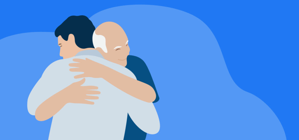 clip art of a father and son hugging 