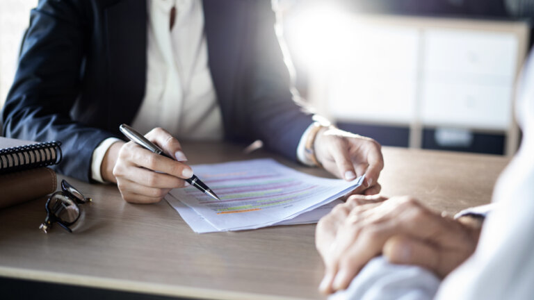 Person sitting at a job interview